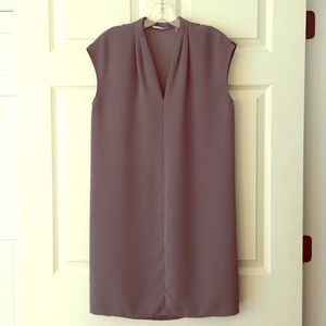 Tahari Grey V-Neck Shift Dress